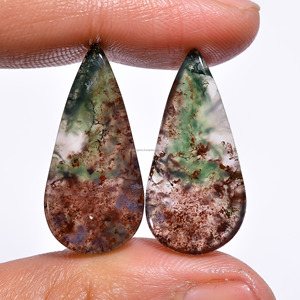 Agate de mousse de qualité naturelle toutes les formes Agate verte pierre précieuse en vrac pour la fabrication de bijoux cadeau de noël coussin de mousse calibré - Product Image 1