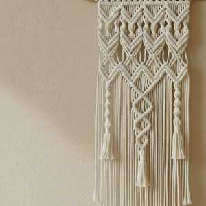 Beautiful Bohemian <b>Macrame</b> <b>Curtain</b> Handmade Rattan and Wood Wall Hanging for Living Room Home Art Decoration - Product Image 2