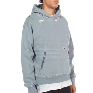 <b>Top</b> Selling <b>Distressed</b> Cotton Blended Hoodies Competitive Prices Hoodies Made In Pakistan <b>Distressed</b> Hoodies - Product Image 2