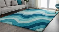 Tapis en laine tufté fait main moderne de qualité supérieure |   Tapis à boucles à motif abstrait, texture douce, adapté aux animaux domestiques, antidérapant, pour salon et chambre