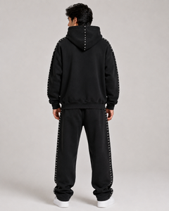 Men's Drop Shoulder Hoodies Custom 100% Cotton Double Zip up Hooded Sweatshirt High Quality Oversize Pullover Fleece Men Hoodie - Product Image 3