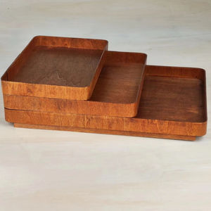Plateau en bois extra large écologique pour la cuisine et les fêtes, ensemble de plateaux de service en bois, plateaux de rangement en contreplaqué - Product Image 1