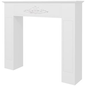 Cornice per Caminetto in Legno di Abete Bianco Invecchiato 44.75 L x 40 A, Supporto per Stufa Elettrica Indipendente - Product Image 1