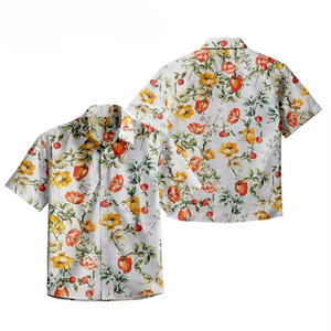 Chemise à manches courtes pour hommes, imprimé floral rose, boutonnée, décontractée, style hawaïen, pour l'été - Product Image 5