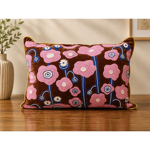 Premium 100% Polyester Embroidered Floral <b>Cushion</b> <b>Cover</b> | Decorative Throw Pillow <b>Cover</b> for Modern Home Decor - Product Image 1