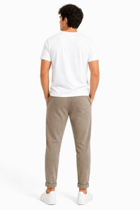 Ensemble t-shirt et pantalon de jogging en coton premium pour homme, tenue décontractée assortie, t-shirt uni à col rond avec cordon de serrage à la taille élastique - Product Image 3