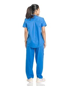 Conjunto de uniforme médico de punto negro para mujer Sike con pantalones de cintura con cordón y fusión sin costuras con detección de agujas - Product Image 2