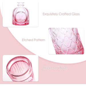 Set di 12 Mini Vasi in Vetro Rosa Vintage per Decorazioni Matrimoniali, Ideali per Fiori Singoli e Centrotavola - Product Image 6