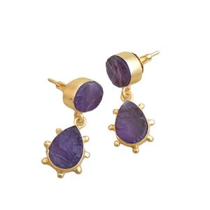 Boucles d'oreilles pendantes en laiton en gros, fabriquées à la main, semi-précieuses, plaquées or, style tendance, haute qualité - Product Image 1