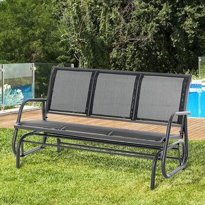 Panca a dondolo da esterno per 3 persone con tessuto in rete traspirante e struttura in metallo nero, con 3 posti - Categoria prodotto: Cappotti da donna - Product Image 2