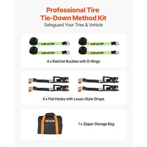 Kit de fixation pour roue de voiture, sangle de fixation pour remorque de type pneu, crochet plat 10009 lbs, résistance à la rupture 3333 lbs, charge de travail - Product Image 2