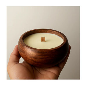 Cuenco de madera rústico para velas, portavelas para velas de té, decoración navideña para el hogar, centro de mesa, cuenco de madera. - Product Image 1