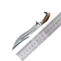 Couteau de chasse en acier inoxydable avec manche en bois, bord partiellement dentelé, couteau de camping d'extérieur, 1 pièce, lame durable