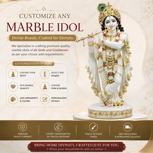 Fabricante de Ídolos de Mármol Tradicionales Personalizados, Estatua de Dios de Mármol Blanco Hecha a Mano, Murti de Diosa Hindú Personalizada, Decoración de Templo Radha - Product Image 6