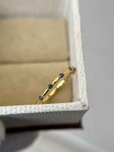 Bague élégante en saphir bleu, argent sterling 925 plaqué or 14 carats, saphir taille ronde, cadeau de fiançailles, de mariage ou d'anniversaire - Product Image 5