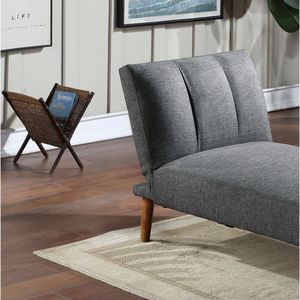 Chaise Longue Ajustable de Polifibra Azul Grisáceo, 1 Pieza, Patas de Madera Maciza, Sofá de Felpa para Sala de Estar - Product Image 3