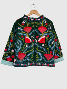 Veste en coton brodée à la main avec des motifs floraux, manches longues, col mandarin, style Prairie Chic, vêtements de printemps pour femmes adultes - Product Image 3