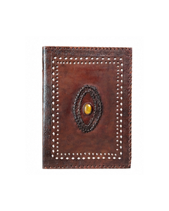 Leather <b>Journal</b> Notebook | Handmade Style Brown Leather Diary with Gemstone Cover | <b>Writing</b>, Sketchbook & Travel <b>Journal</b> - Product Image 5