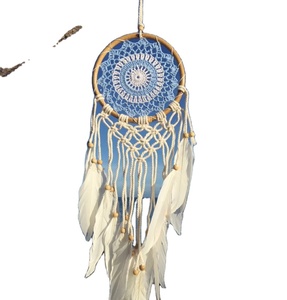 Sky <b>Blue</b> Dreamcatcher With <b>Feathers</b> Over the Bed Customized Dreamcatcher for Wall Hanging Home Decor - Product Image 1