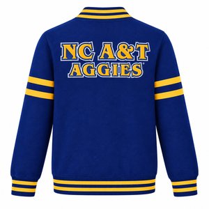 Wholesale Custom NC A&T State University Varsity <b>Cardigan</b> Sweater Embroidered College Letterman <b>Button</b> Up Private Label - Product Image 2