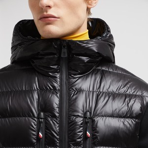 Veste matelassée à capuche noire pour homme, rembourrée de duvet, fermeture éclair, coupe-vent, vêtements d'hiver décontractés, coupe régulière, couleur unie - Product Image 5