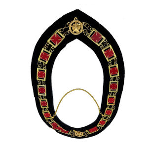 Collier de Trésorier du Rite écossais, Régalia Maçonnique Personnalisée en Velours Bordeaux, Collier d'Officier Brodé avec Chaîne - Product Image 5