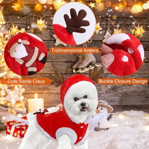 Costume Natalizio per Animali Domestici con Corna di Renna e Babbo Natale, Cappotto Invernale per Capodanno - Product Image 4