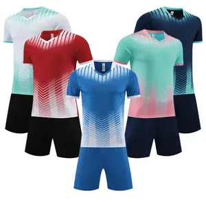 Custom Men Soccer Jersey Set V-Neck Short Sleeve Sublimated Gradient Color Moisture Wicking <b>Athletic</b> Fit All Seasons - Product Image 1