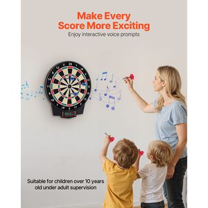 Tavolo da Freccette Elettronico da 15,5 Pollici con 43 Giochi e Oltre 320 Variazioni per 8 Giocatori, Bersaglio Sportivo con 6 Alette e Aste per Freccette - Product Image 6