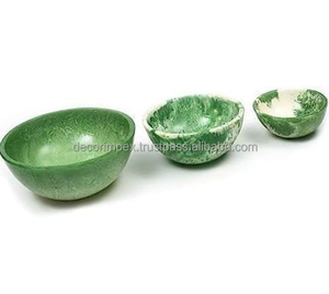 Cuencos de resina redondos de lujo modernos ecológicos para frutas y ensaladas Cuencos para servir hechos a mano de alta calidad Cuenco de resina de remolino blanco Premium - Product Image 2