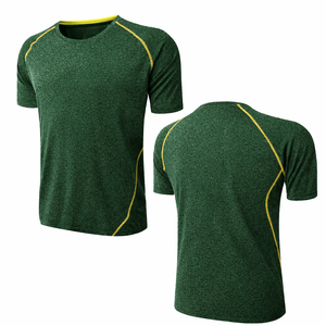 Camisetas de algodón verdes de verano personalizadas al por mayor para hombre, de manga corta, transpirables, de secado rápido, para gimnasio, atléticas, informales. - Product Image 1
