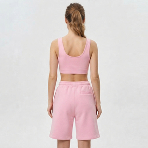 Rhinestone Letter Print Bermuda Shorts <b>Women</b> Drawstring Waist Fleece Shorts Casual Loose Fit Mid Rise Short <b>Pants</b> - Product Image 3
