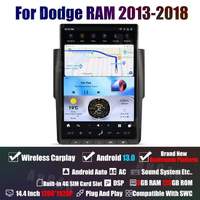 Autoradio stéréo GPS Android 13 14,4'' pour Dodge RAM 2013-2018, lecteur multimédia automobile, écran Tesla, vidéo automobile