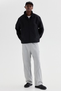 Chaqueta Bomber Negra para Hombre, Cortavientos, con Cierre de Cremallera, Estilo Casual, Cuello Alto, Material de Poliéster, para Otoño - Product Image 1
