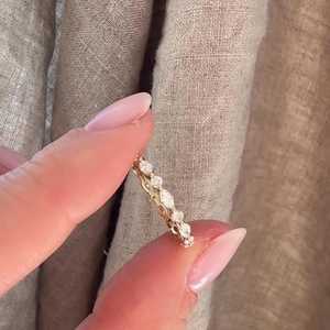 Anillo de Eternidad Completo Apilable de Oro 14k 18k con Diamante Marquise de 1 Quilate Cultivado en Laboratorio, Engastado con Puntas, Certificado IGI, para Boda de Mujer - Product Image 3