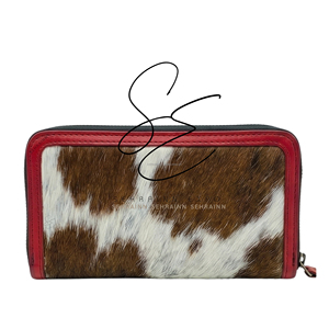 Handmade Tooled Leather Cowhide Zip Around <b>Wallet</b> for Women Custom Floral Carved Leather <b>Long</b> <b>Wallet</b> with Hair-On Cowhide Back - Product Image 4