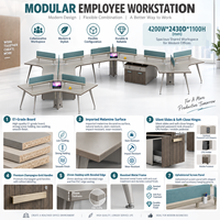 Système de bureau modulaire long pour 12 personnes avec cloisons pour bureau ouvert d'entreprise