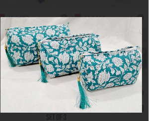 Toiletry Pouch <b>Set</b> Velvet Quilted Bag Makeup for Cosmetic Birthday Wedding Gift Zipper bags - Product Image 2