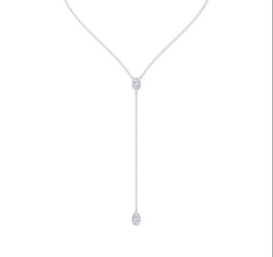 Élégant collier pendentif lariat à deux pierres en diamant de laboratoire taille poire 2,00 carats en or rose 9K - Product Image 3