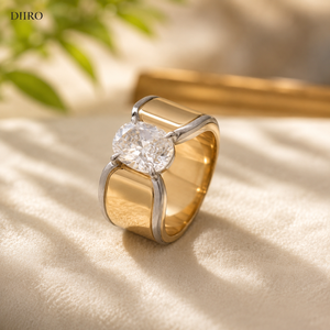 Two Tone <b>Moissanite</b> <b>Engagement</b> <b>Ring</b> <b>Oval</b> Shape Diamond Wedding Band Gold Plated Valentine Day Gift <b>Ring</b> - Product Image 6