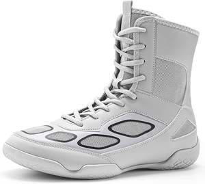 รองเท้าผ้าใบหุ้มข้อสูงสำหรับผู้ชาย สำหรับมวยปล้ำ มวยสากล วัสดุ PU ระบายอากาศได้ดี น้ำหนักเบา กันลื่น เหมาะสำหรับออกกำลังกาย - Product Image 1