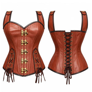 Women Leather <b>Corset</b> With Hook-and-Eye Closure And Side <b>Lace</b>-<b>Up</b> Design Firm Shaping For Daily Wear - Product Image 1