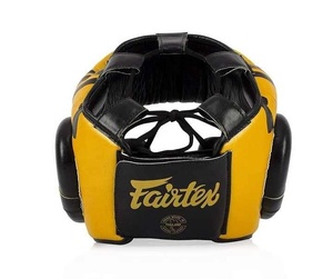 หมวกป้องกันศีรษะสำหรับชกมวย Fairtex สีเหลืองดำลายทาง ทำจากหนัง PU สำหรับผู้ใหญ่ ใช้ได้ทั้งชายและหญิง - Product Image 3
