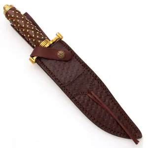 มีดโบวี่คุณภาพพรีเมียม LEGACY BLADES ทำมือ ใบมีดทรงดรอปพอยต์ สำหรับตั้งแคมป์ ล่าสัตว์ ด้ามไม้ เหล็กกล้าคาร์บอน สีทอง OEM - Product Image 5