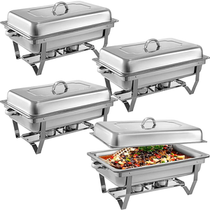 Durable Classic Stainless Steel Chafing Dish <b>Set</b> with Eco-Friendly Non-Stick Finish for Outdoor Events & Professional Caterers - Product Image 2