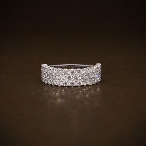 925 Sterling <b>Silver</b> Moissanite Fine Jewelry <b>Ring</b> 3 Rows <b>Eternity</b> Wedding <b>Ring</b> Band for Women - Product Image 1