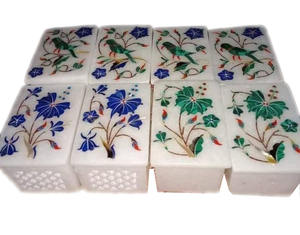 ฝาปิดกล่องทรงกลมฝังหินอ่อนงานฝีมือ ผู้ผลิตจากอินเดีย แกะสลักด้วยมือ หินอาเกต ลวดลายสลัก ของที่ระลึก เดลี ของโบราณ - Product Image 3