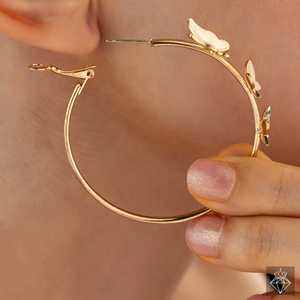 PRAO Boucles d'oreilles créoles papillon digne Boucles d'oreilles créoles fines élégantes - Product Image 1