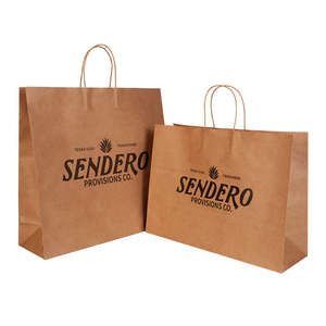 Sacs en papier kraft brun écologiques, durables, biodégradables, de luxe, avec logo personnalisé, pour les promotions des supermarchés - Product Image 2