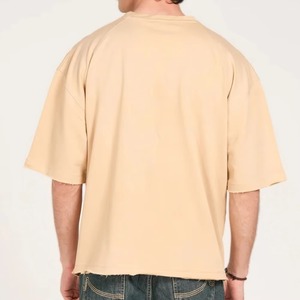 เสื้อยืดเจอร์ซีย์ทรงบ็อกซี่คุณภาพสูงสำหรับผู้ชาย ผ้าฝ้าย 100% น้ำหนัก 220 กรัม รับสกรีนโลโก้ตามแบบ บริการ OEM ไซส์ใหญ่พิเศษ - Product Image 4